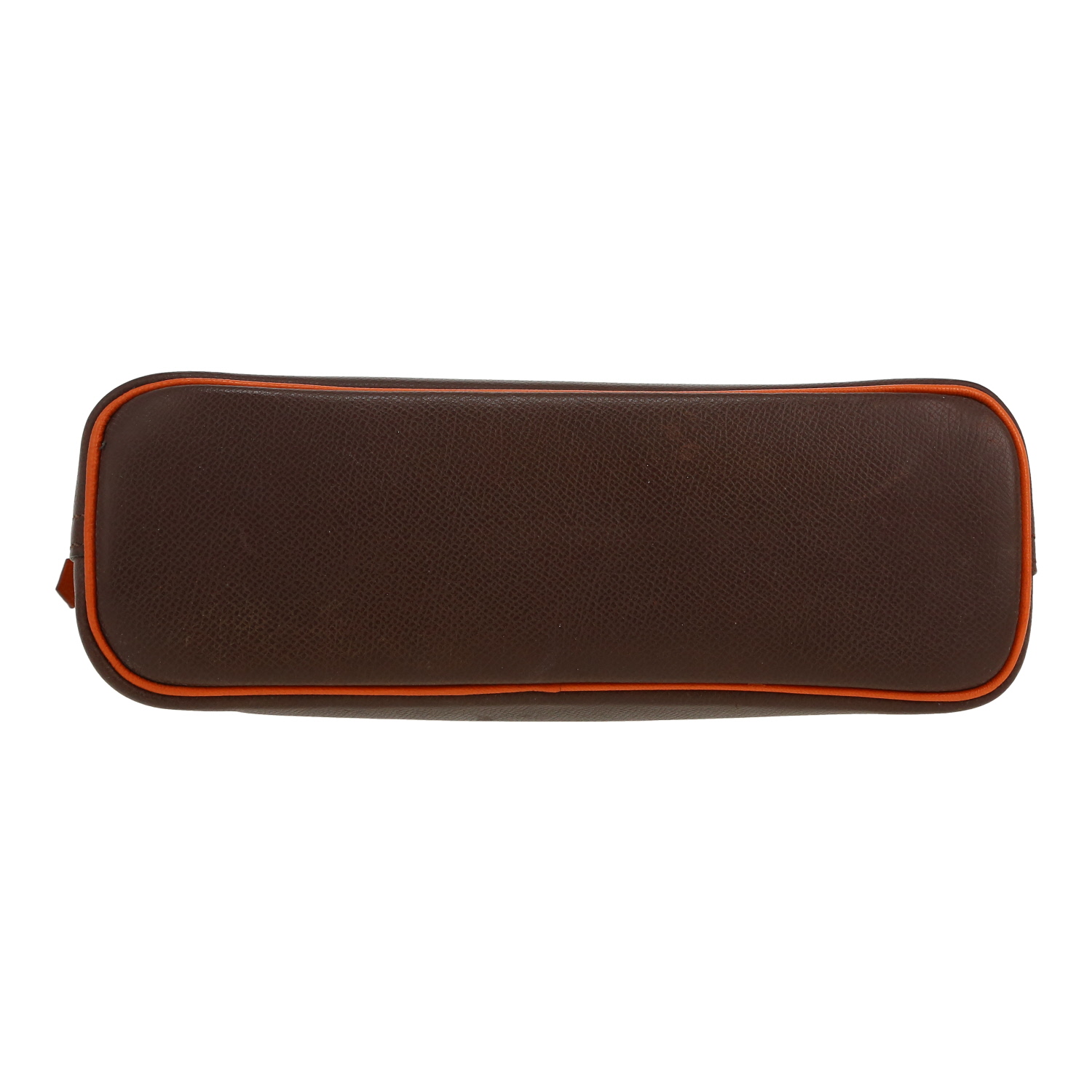 Pochette Hermès  Bolide - Pocket Hand en cuir Courchevel marron et orange - Detail D1