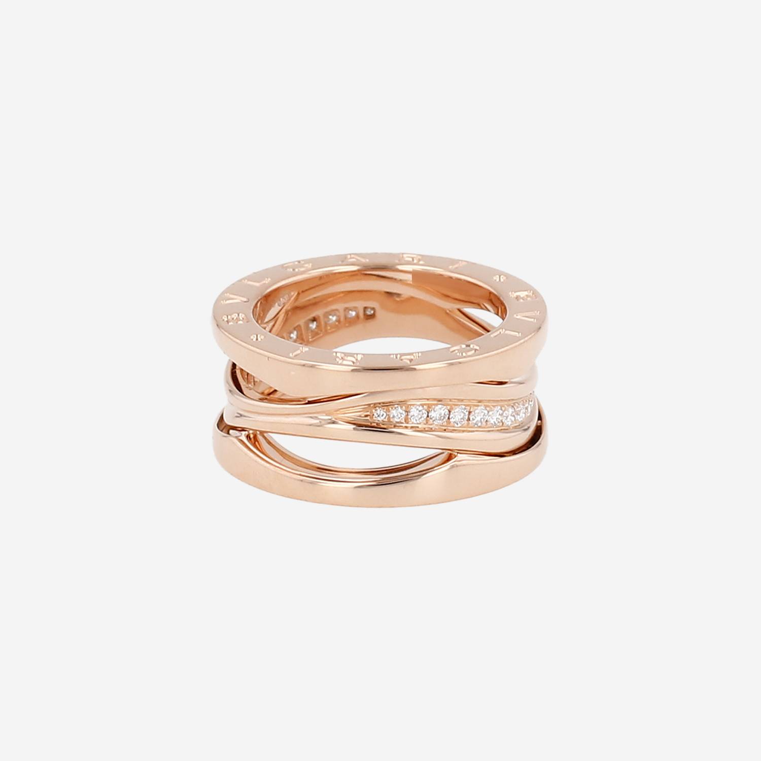 Bulgari B.Zero1 ring in pink gold and diamonds