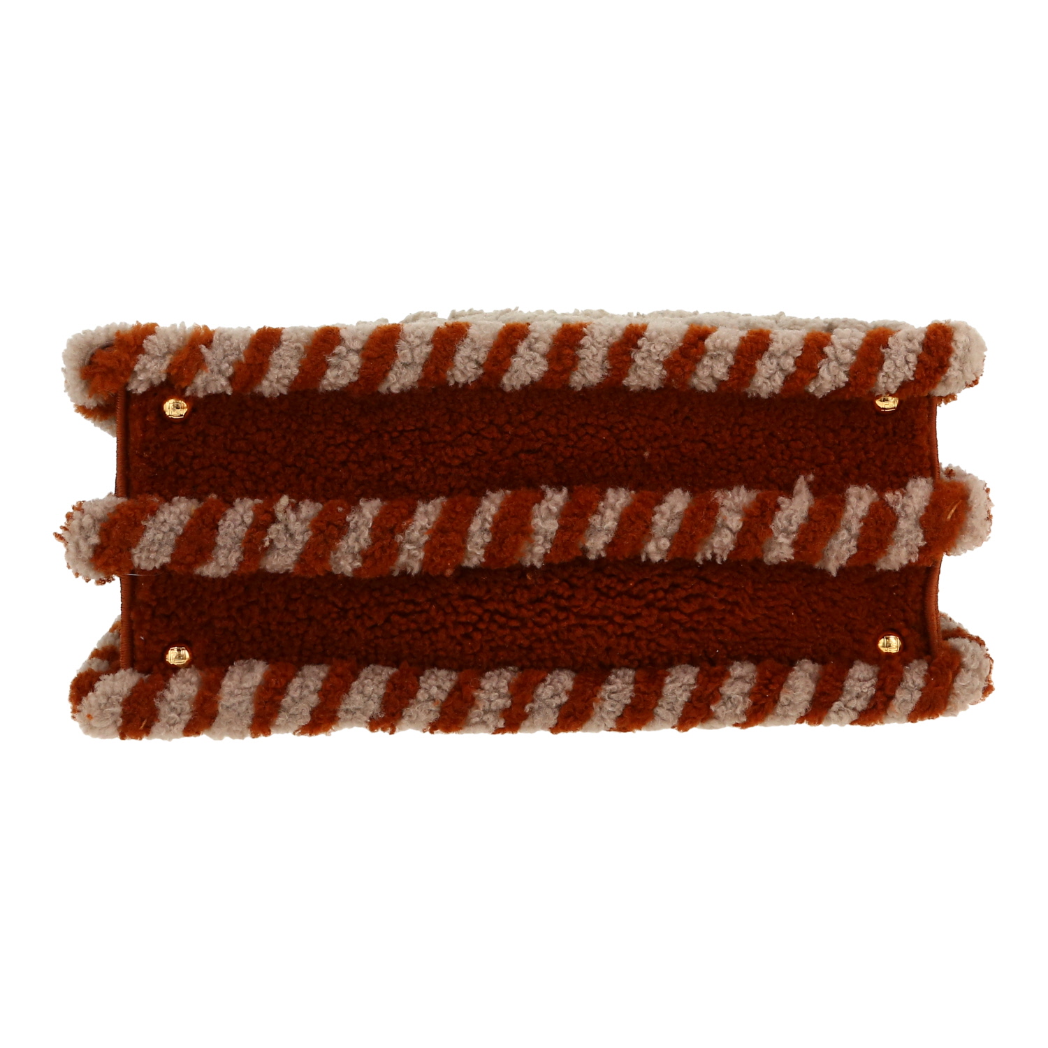 Sac à main Fendi  Peekaboo petit modèle  en peau lainée beige et marron - Detail D1