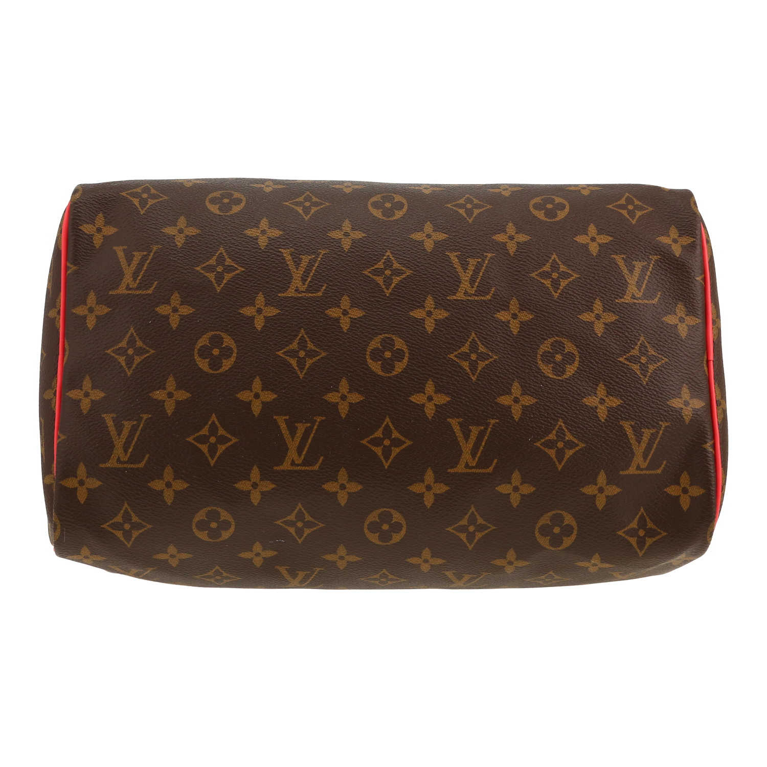 Bolso de mano Louis Vuitton  Speedy Editions Limitées en lona Monogram marrón y cuero rojo - Detail D1