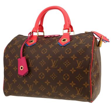 Sac à main Louis Vuitton  Speedy Editions Limitées en toile monogram marron et cuir rouge