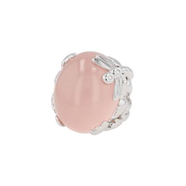 Anello Dior Gourmande in oro bianco, quarzo rosa e diamanti