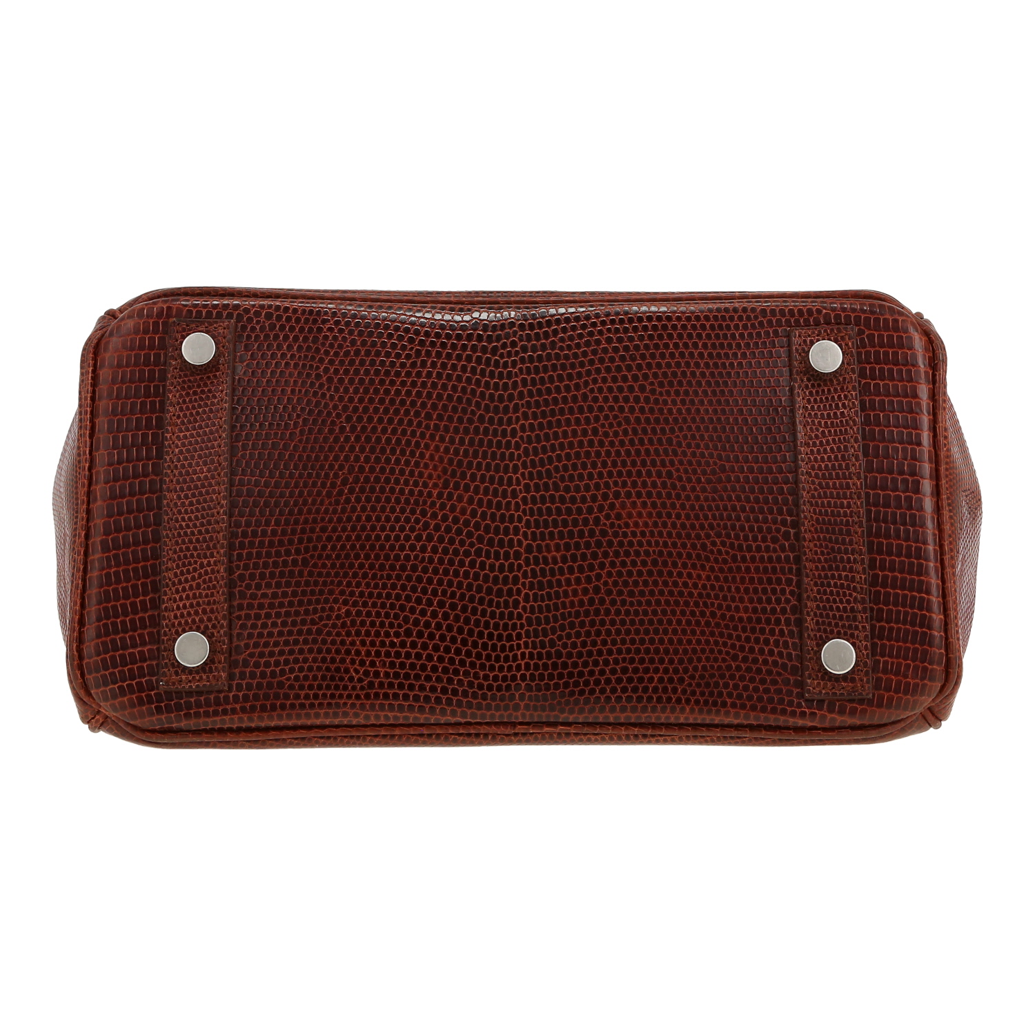 Bolso de mano Hermès  Birkin 25 cm en piel de lagarto marrón - Detail D1