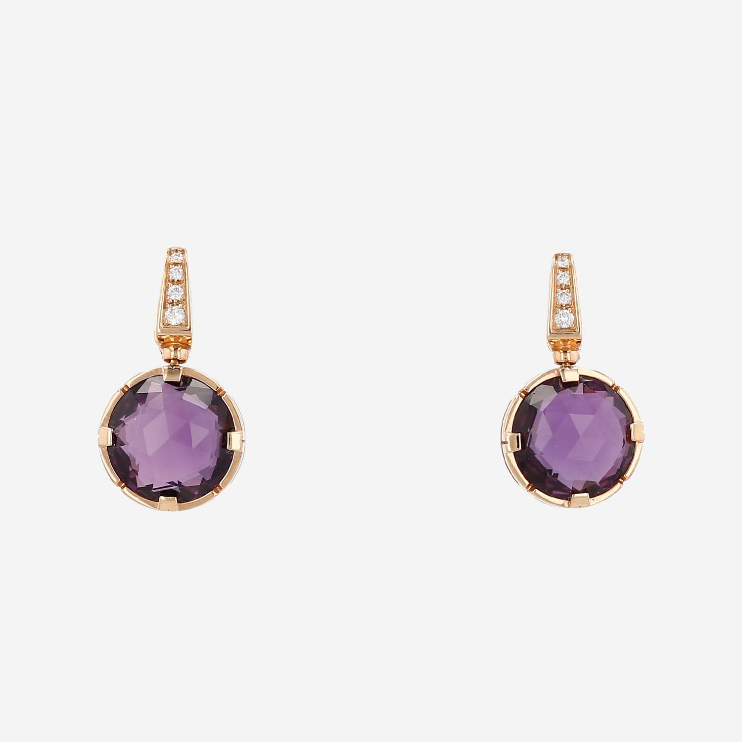 Paire de boucles d'oreilles Bulgari Parentesi en or rose, améthystes et diamants
