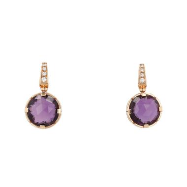 Bulgari Parentesi earrings in pink gold, amethysts and diamonds