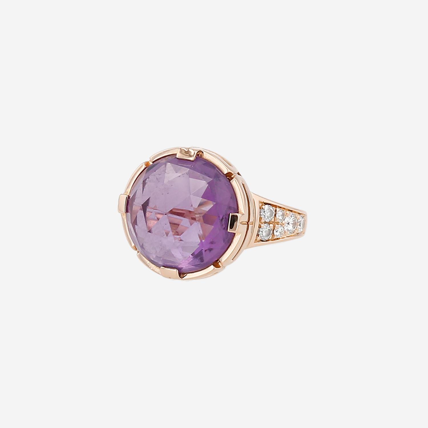 Bulgari Parentesi ring in pink gold, amethyst and diamonds