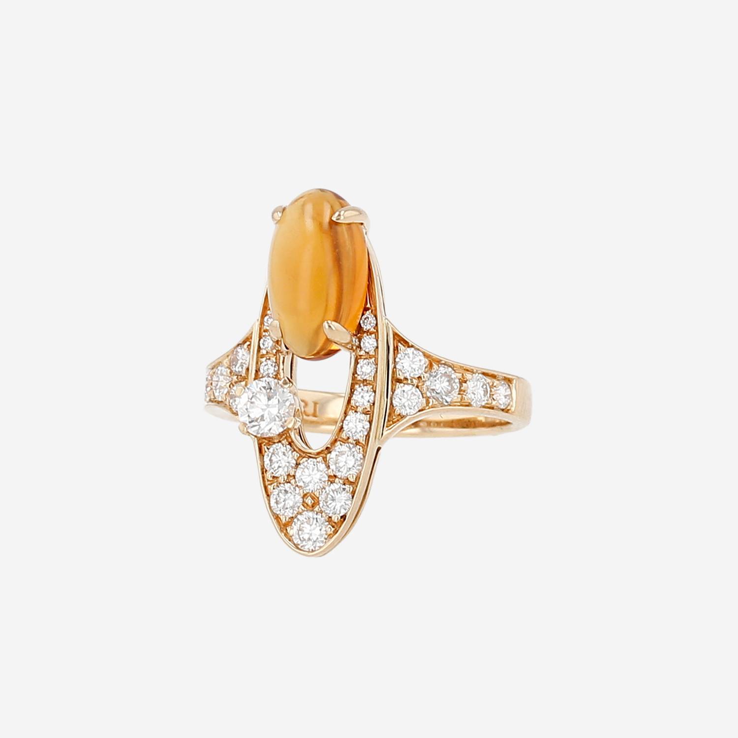 Bague Bulgari Elisia en or jaune, citrine et diamants
