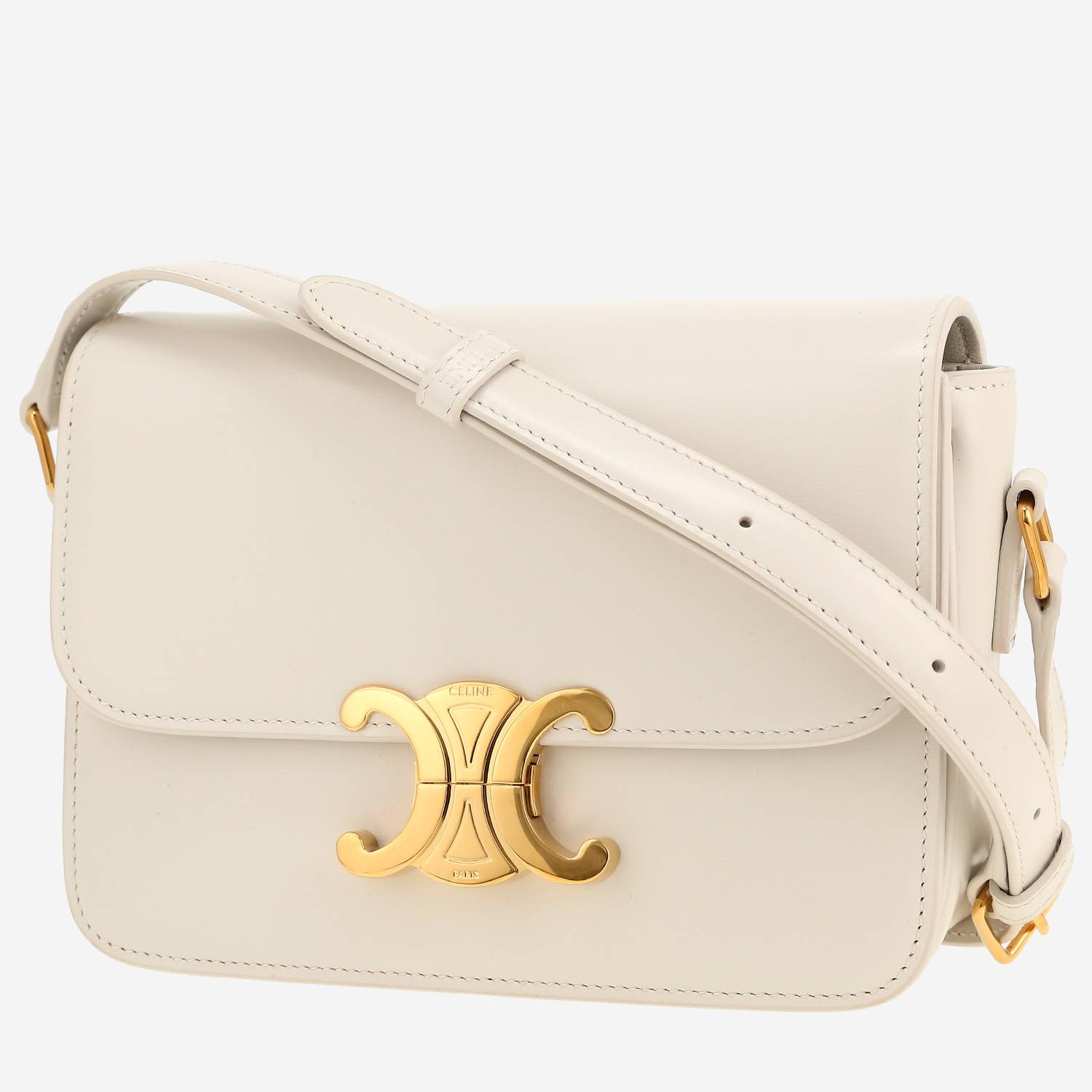 Borsa a tracolla Celine  Triomphe Teen in pelle bianca