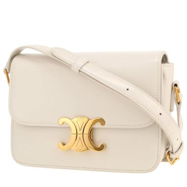 Sac bandoulière Celine  Triomphe Teen en cuir blanc