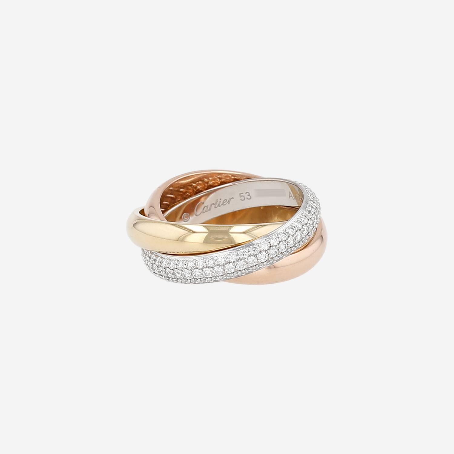 Cartier Trinity medium model ring in 3 golds and diamonds