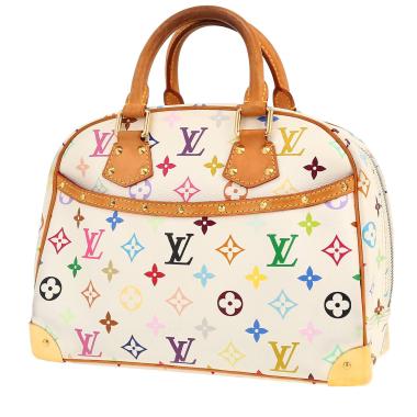Sac à main Louis Vuitton  Trouville en toile monogram blanche et multicolore et cuir naturel