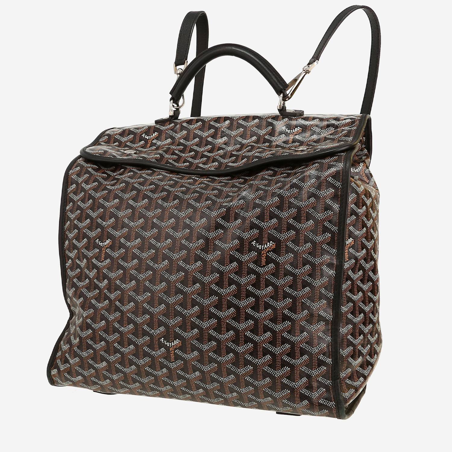 Sac à dos Goyard  Saint Leger en toile Goyardine noire et cuir noir