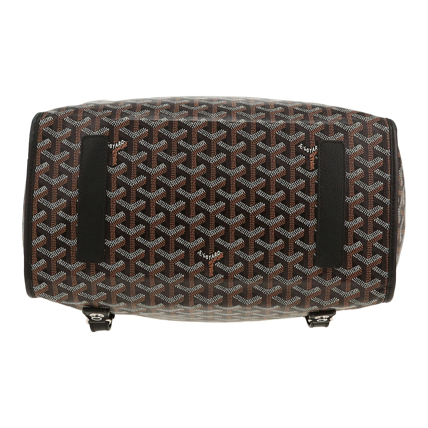 Sac à dos Goyard  Saint Leger en toile Goyardine noire et cuir noir - Detail D1