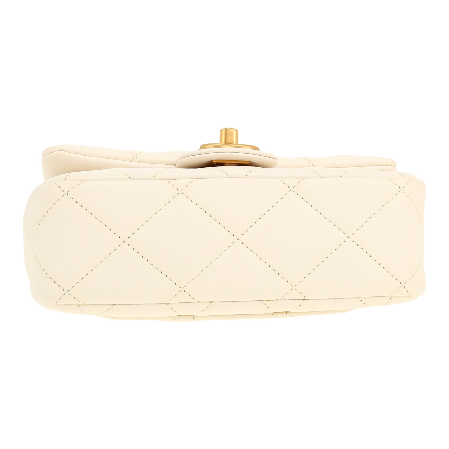 Bolso bandolera Chanel  Mini Carré en cuero acolchado blanco - Detail D1