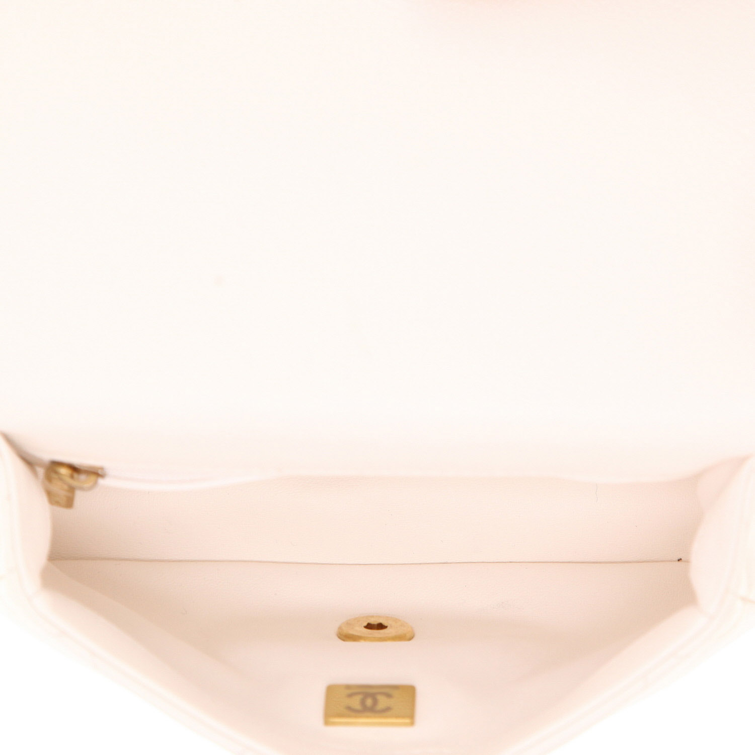 Sac bandoulière Chanel  Mini Carré en cuir matelassé blanc - Detail D3
