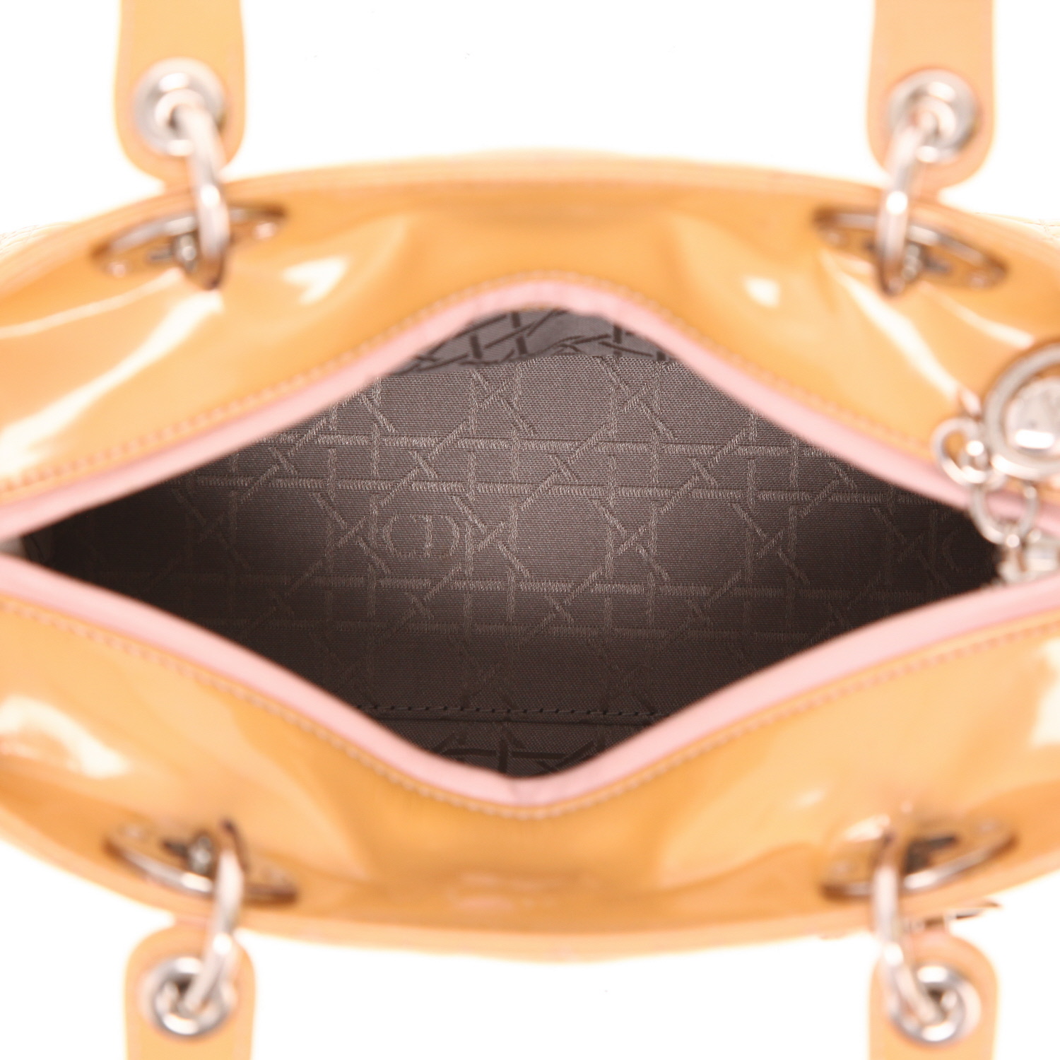 Borsa Dior  Lady Dior in pelle verniciata beige - Detail D3