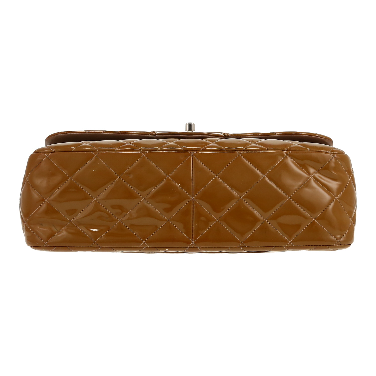 Borsa a tracolla Chanel  Timeless Jumbo in pelle verniciata e foderata marrone - Detail D1