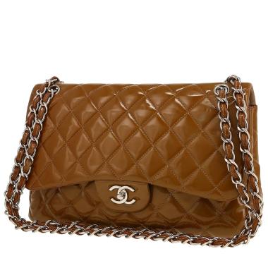 Borsa a tracolla Chanel  Timeless Jumbo in pelle verniciata e foderata marrone