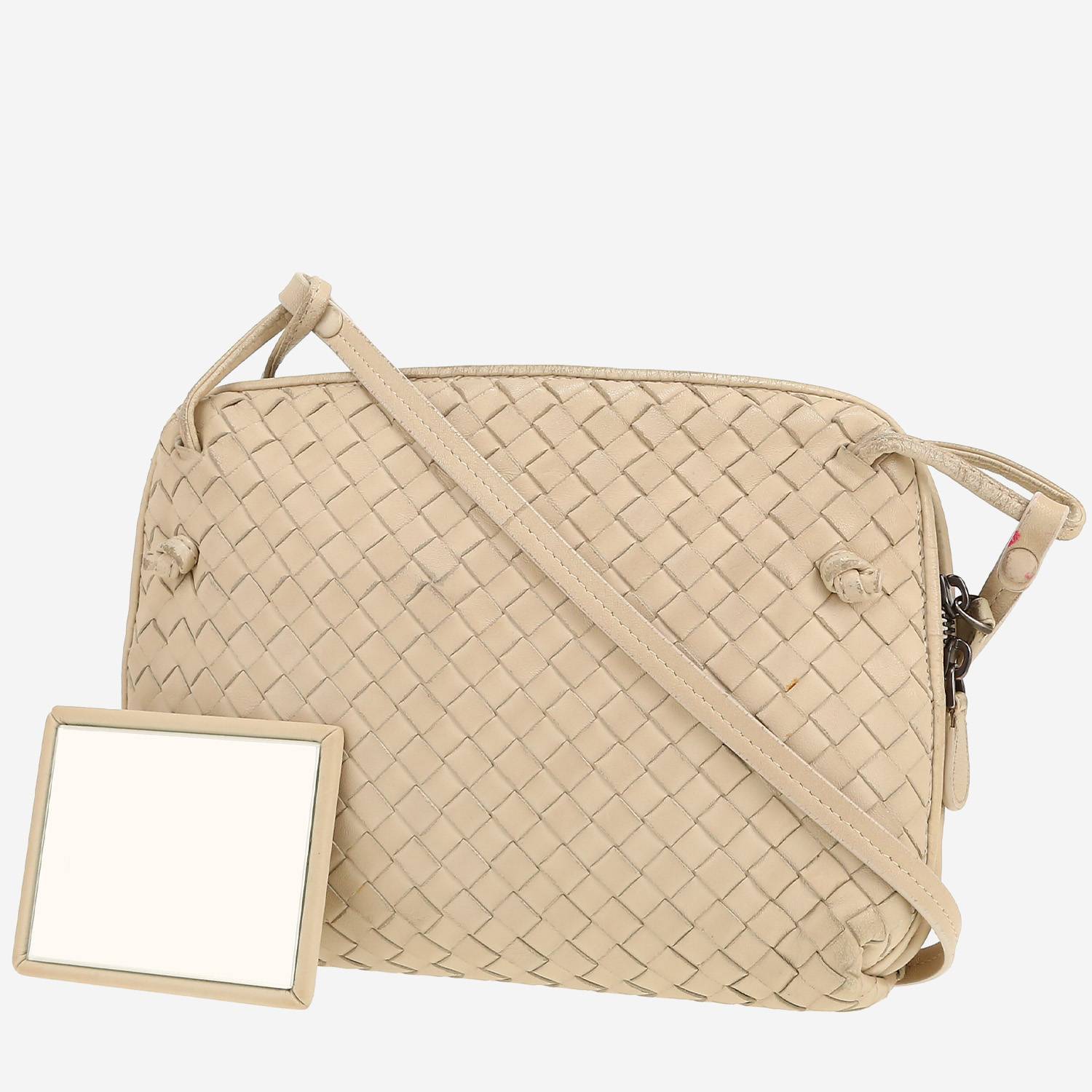 Bottega Veneta  Nodini shoulder bag  in white intrecciato leather