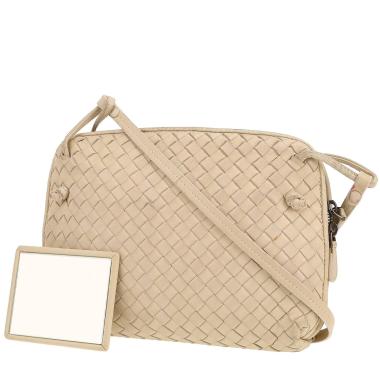 Bottega Veneta  Nodini shoulder bag  in white intrecciato leather