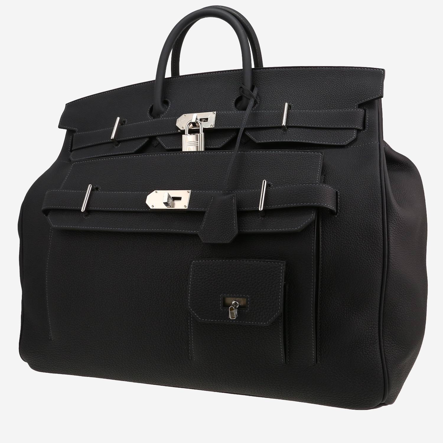 Borsa da viaggio Hermès  Haut à Courroies - Multipocket in pelle togo blu indaco