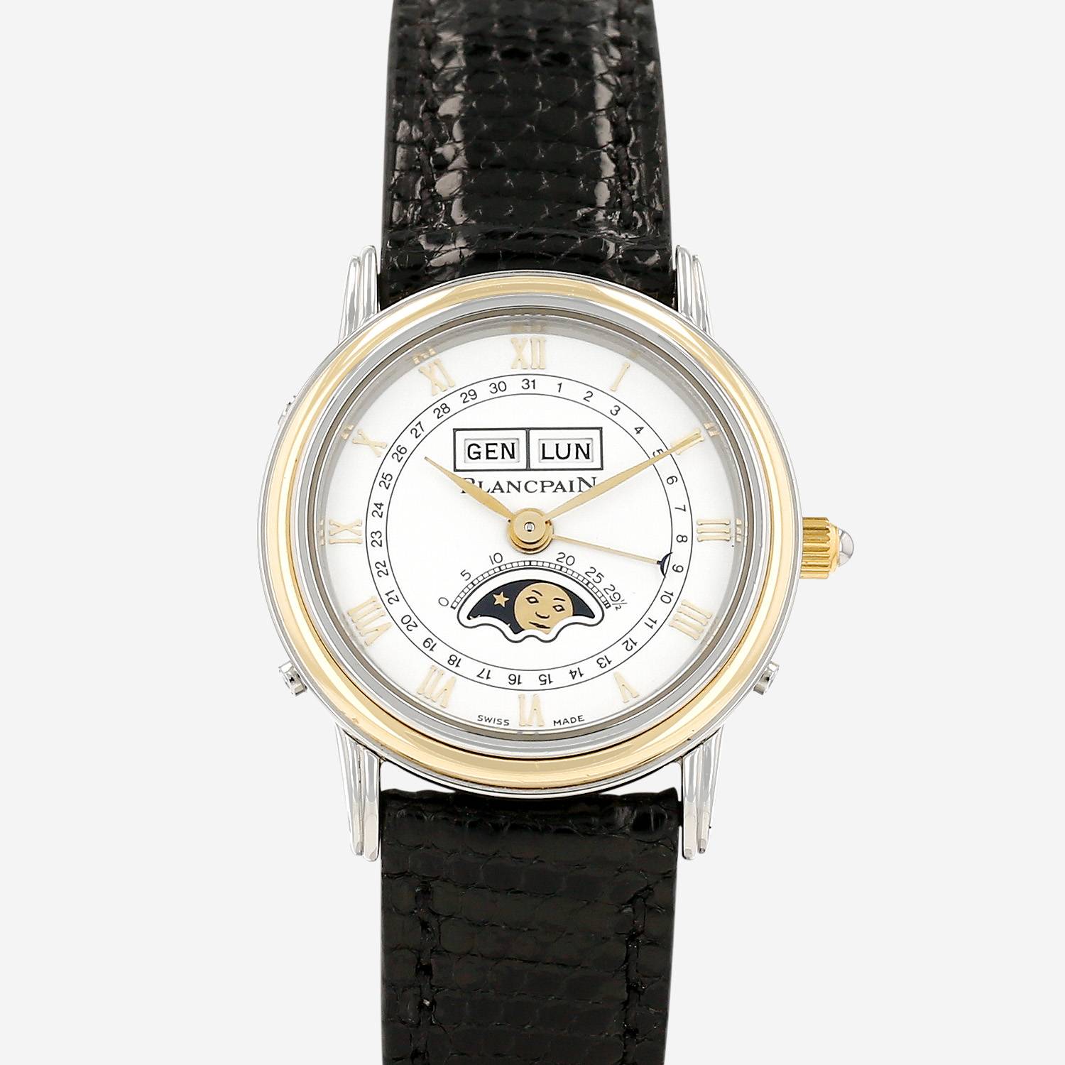Reloj Blancpain Villeret Moon Phase de oro y acero Circa 1990