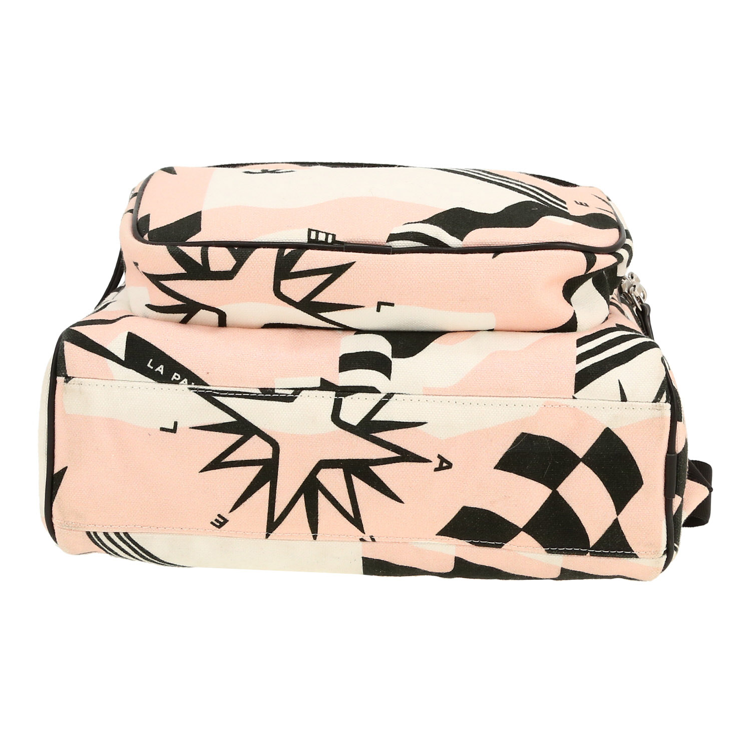 Sac à dos Chanel  Editions Limitées La Pausa en toile rose blanche et noire - Detail D1