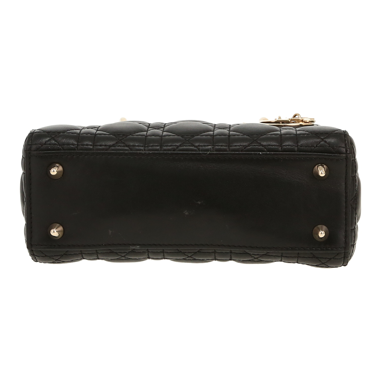 Bolso de mano Dior  Lady Dior en cuero cannage negro - Detail D1