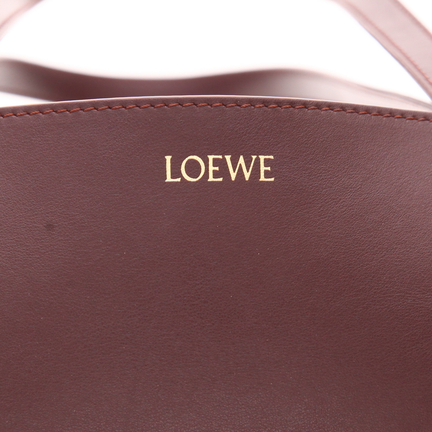 Sac cabas Loewe Puzzle Fold moyen modèle  en cuir bordeaux - Detail D2