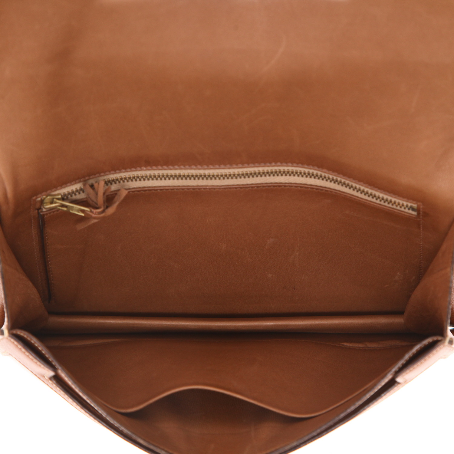 Hermès  Médor pouch  in burgundy box leather  and gold Courchevel leather - Detail D3