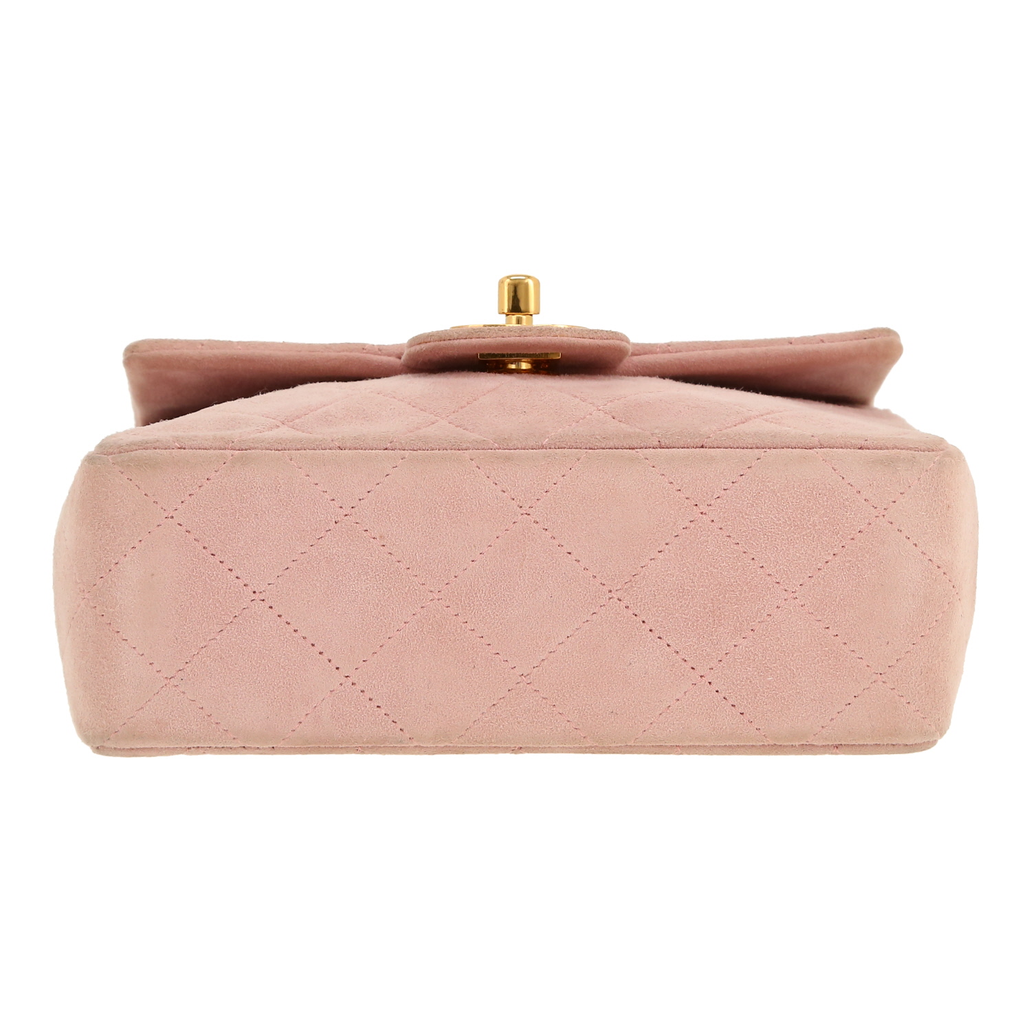 Chanel  Mini Carré shoulder bag  in pink Veau velours - Detail D1