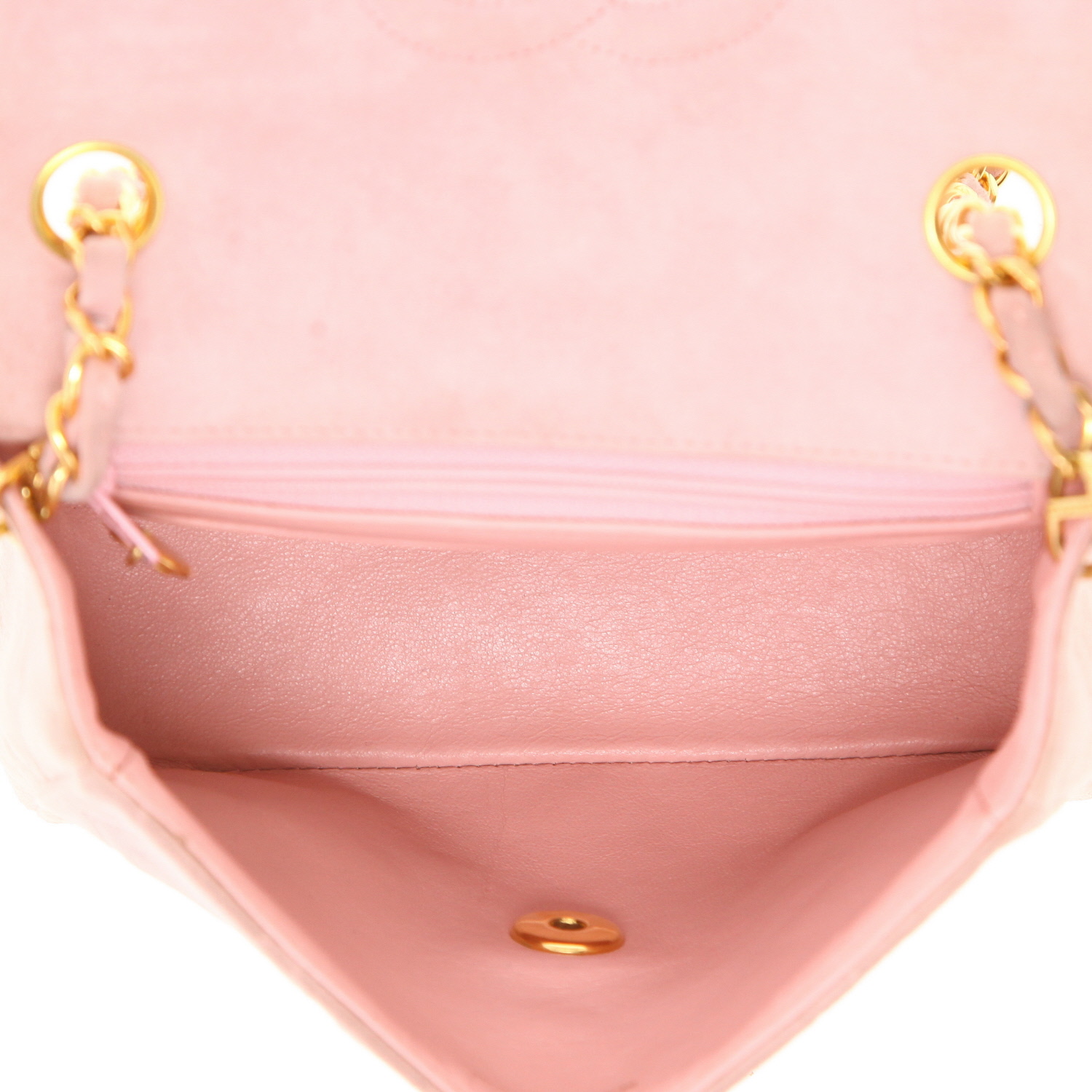Chanel  Mini Carré shoulder bag  in pink Veau velours - Detail D3