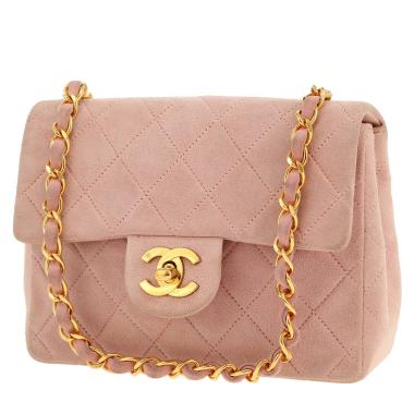 Borsa a tracolla Chanel  Mini Carré in Veau velours rosa