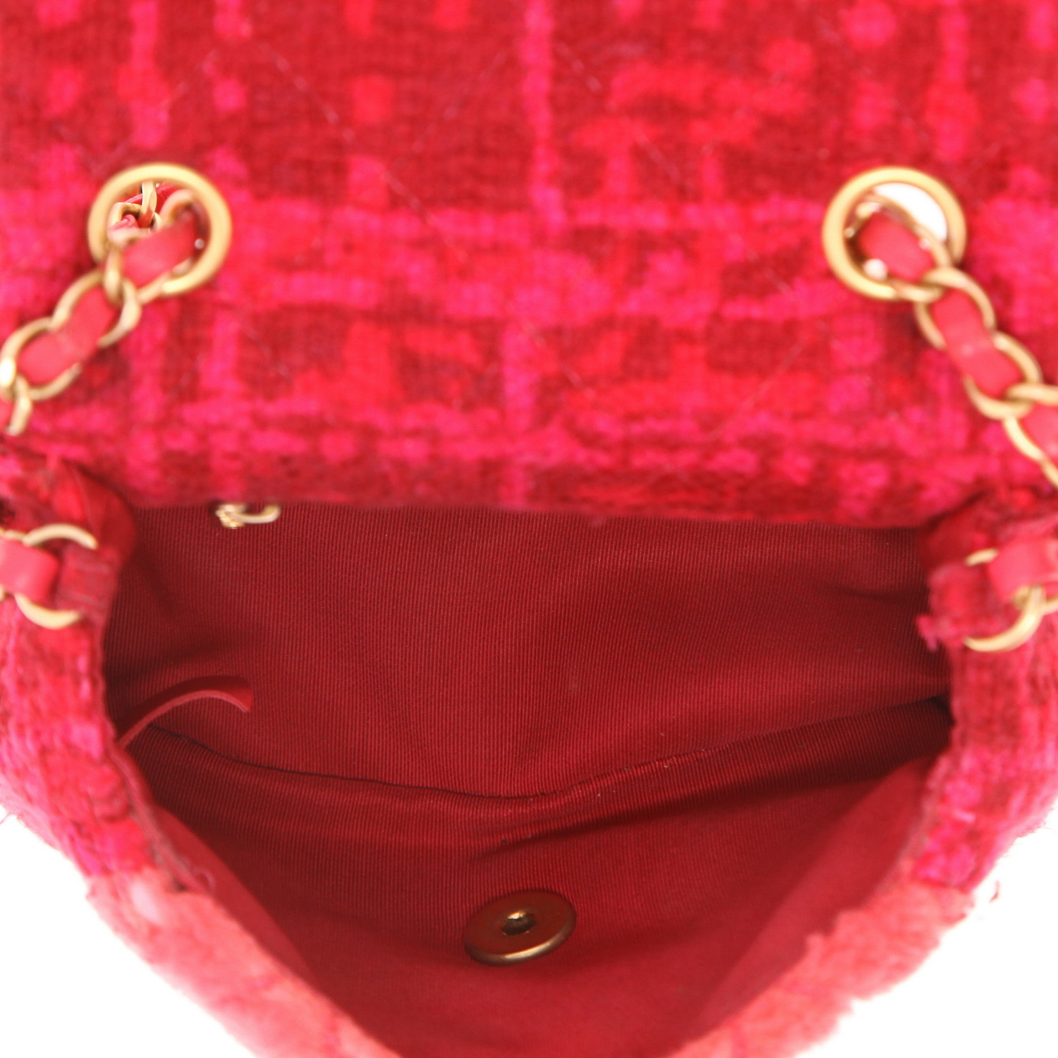 Borsa Chanel  Mini Carré in tweed rosa e rosso e  rosa - Detail D3