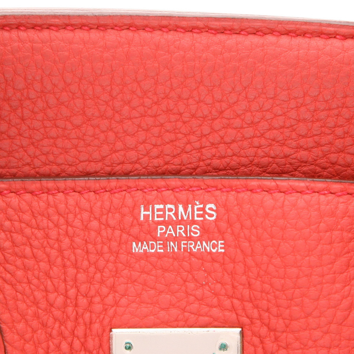 Bolso de mano Hermès  Birkin 35 cm en cuero togo rosa - Detail D2