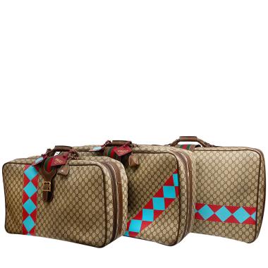 Valigia flessibile Gucci   in tela "sûpreme GG" beige