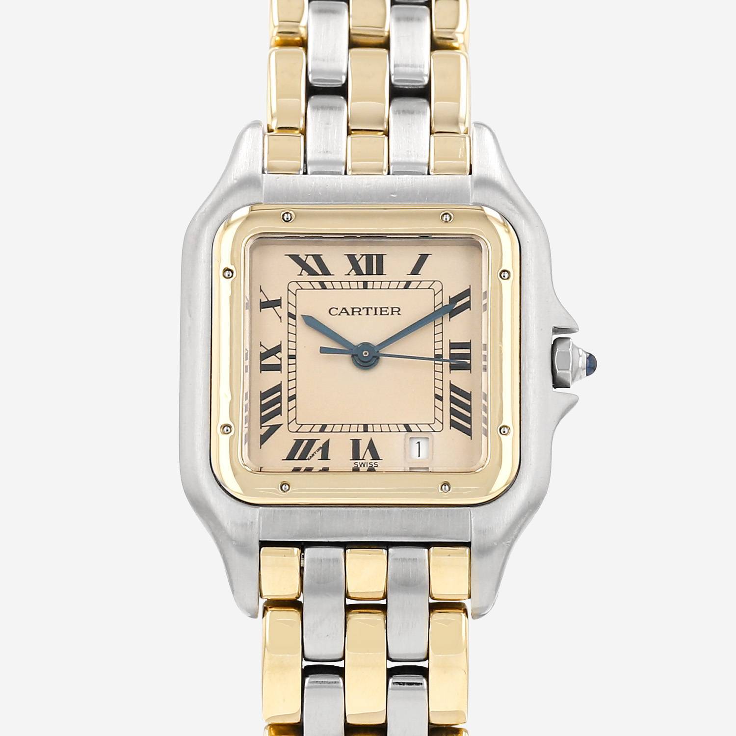 Reloj Cartier Panthère modelo mediano  de oro y acero Ref: Cartier - 183949  Circa 1990