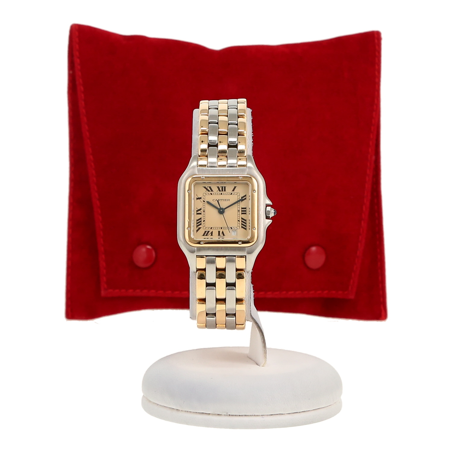 Montre Cartier Panthère moyen modèle  en or et acier Ref: Cartier - 183949  Vers 1990 - Detail D2