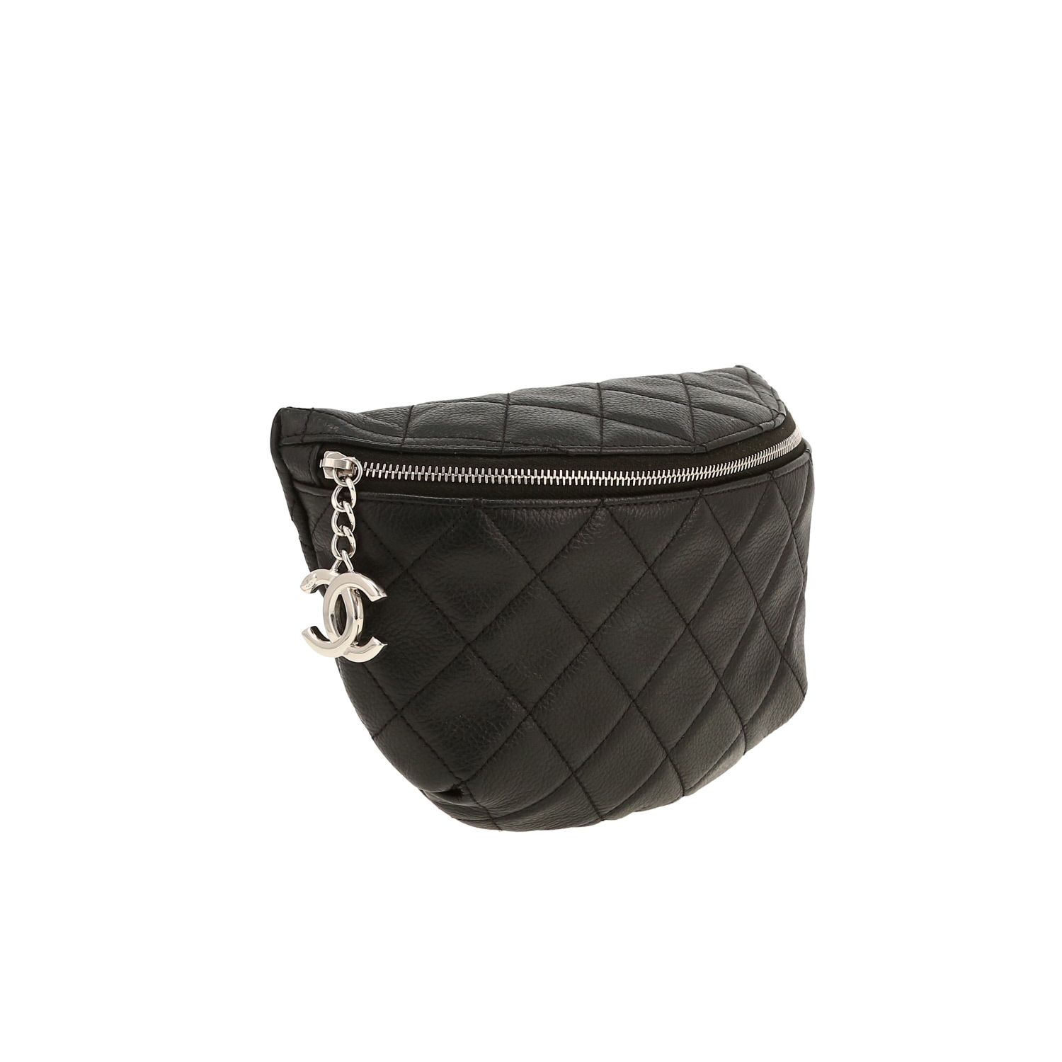 Pochette-ceinture Chanel Pochette ceinture en cuir matelassé noir - Detail D5