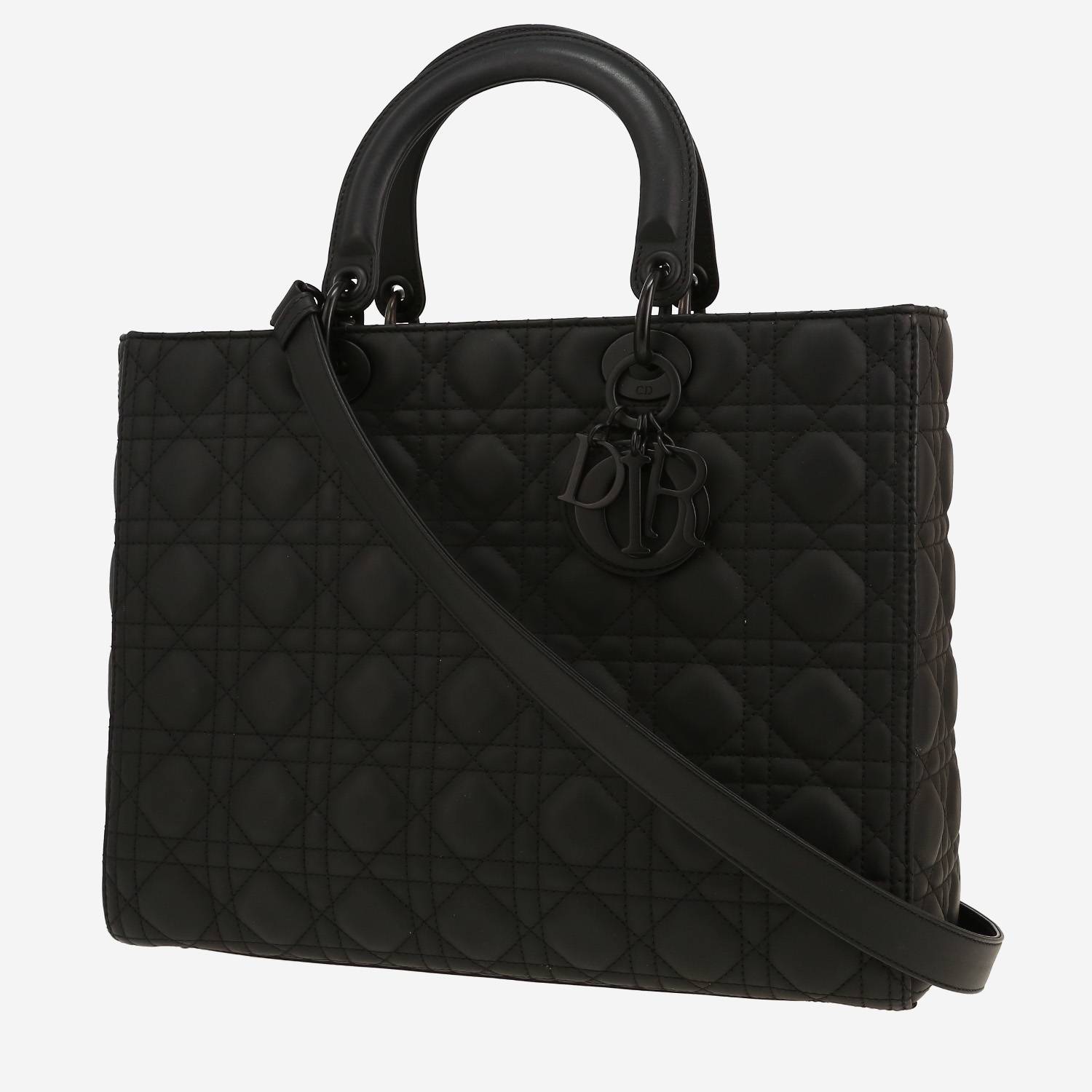 Dior  Lady Dior handbag  in black leather cannage