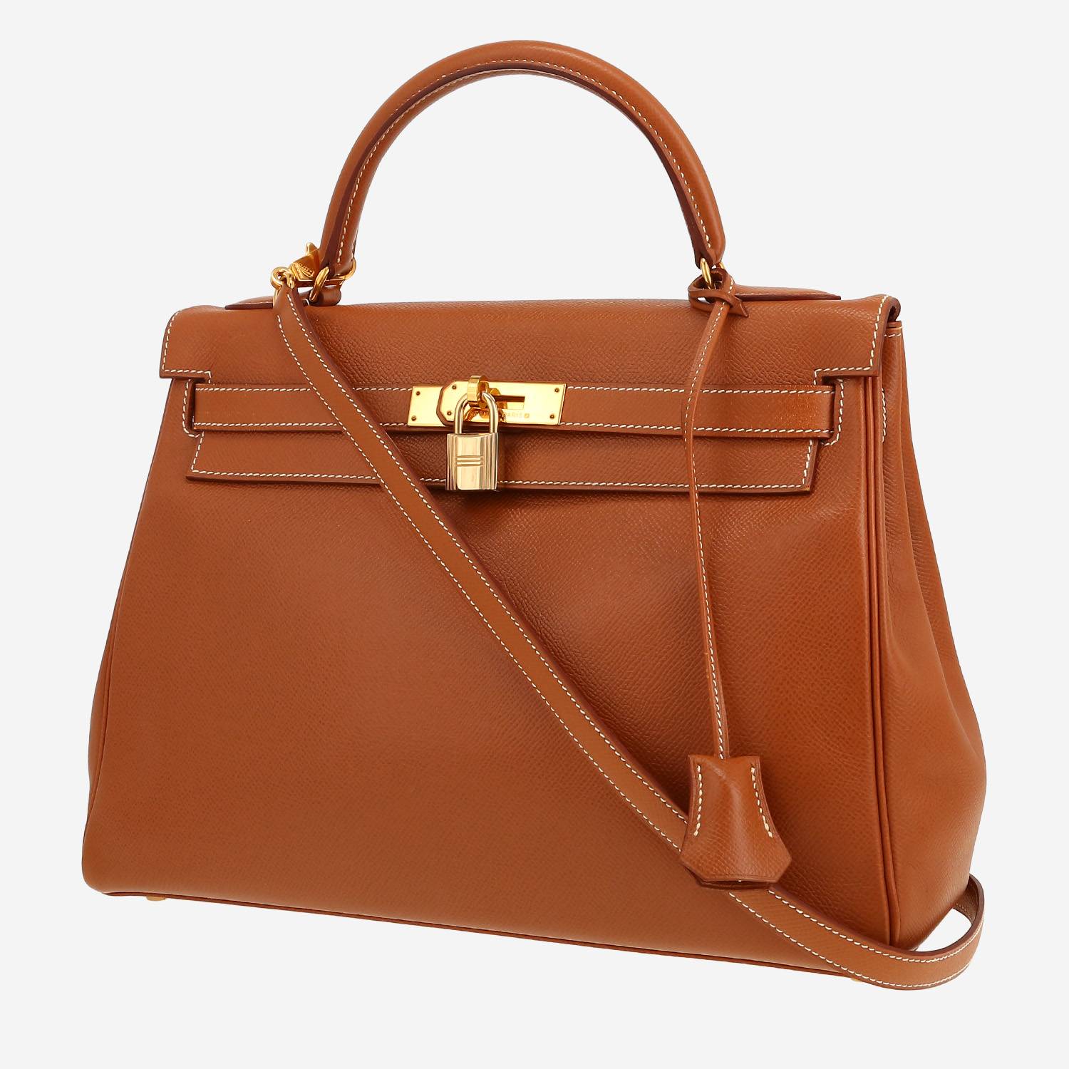 Borsa Hermès  Kelly 32 cm in pelle Courchevel gold