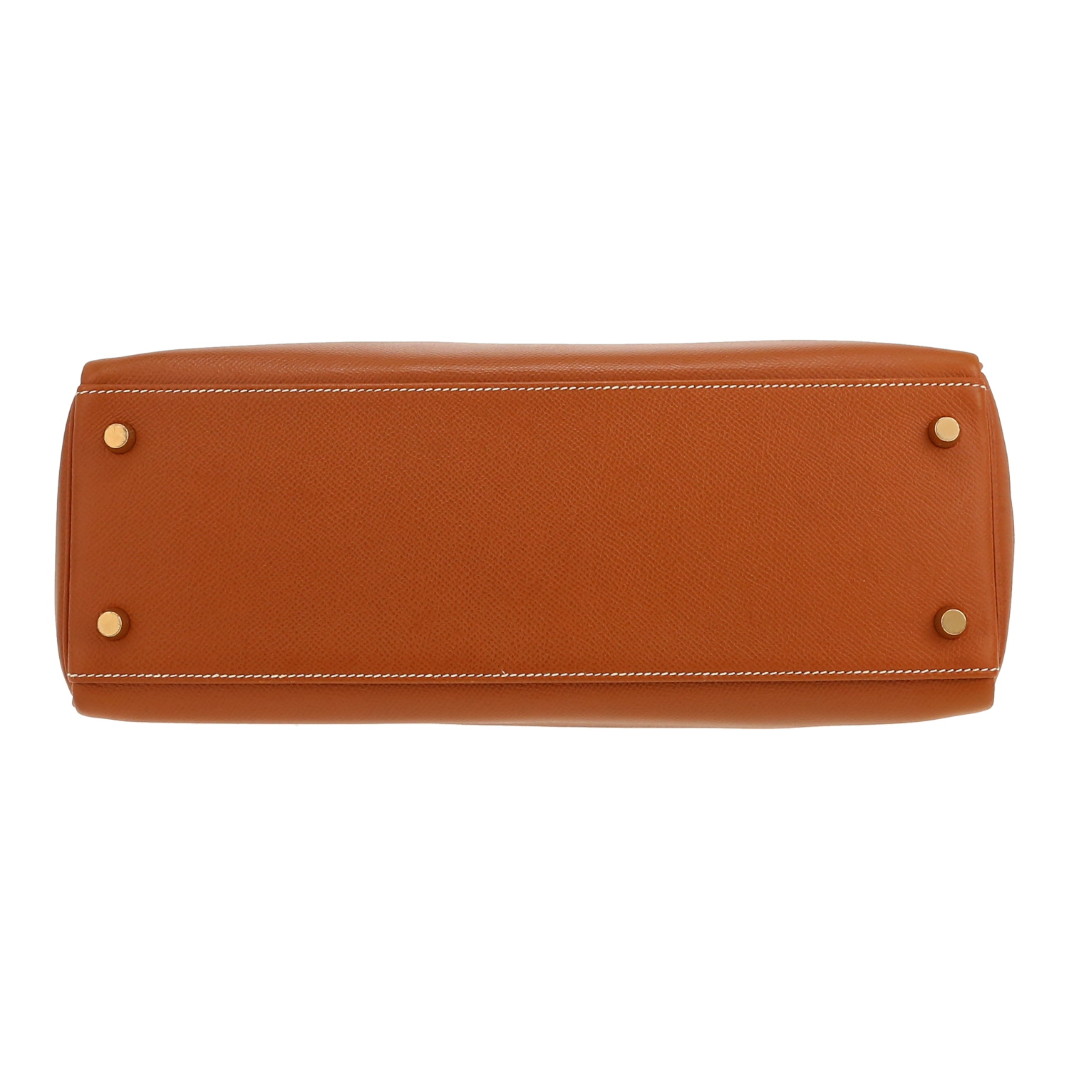 Hermès  Kelly 32 cm handbag  in gold Courchevel leather - Detail D1