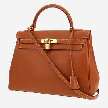Sac à main Hermès  Kelly 32 cm en cuir Courchevel gold
