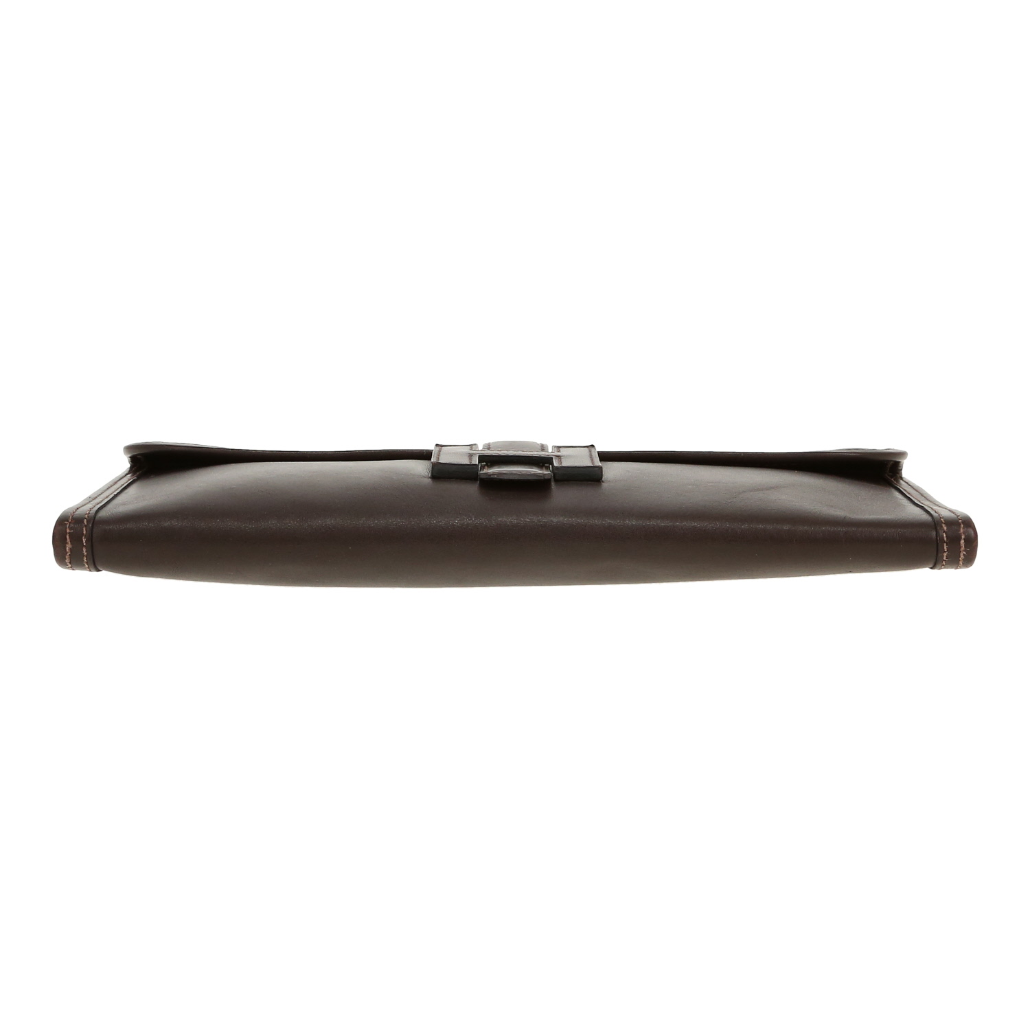 Hermès Jige pouch in brown box leather - Detail D1