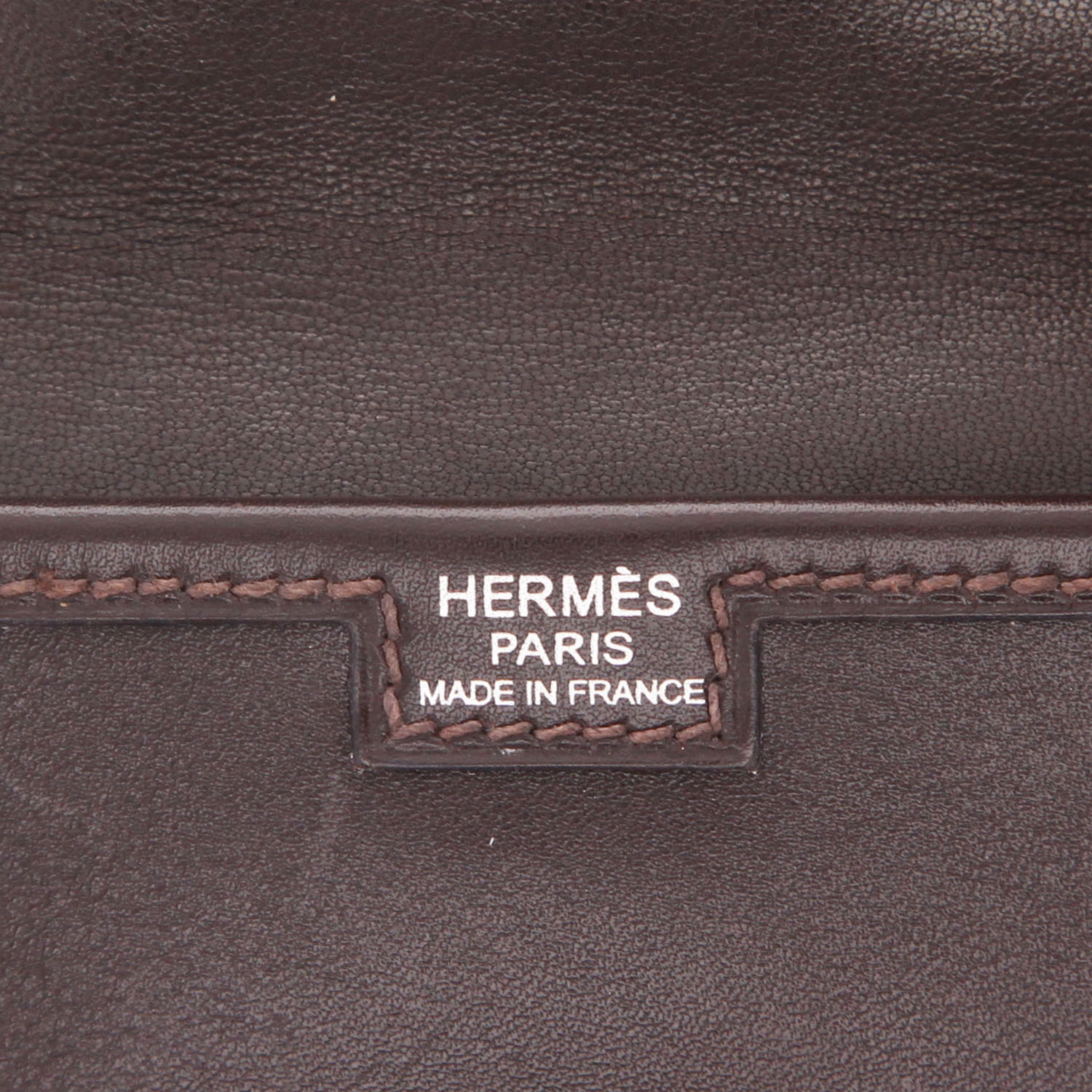 Hermès Jige pouch in brown box leather - Detail D2