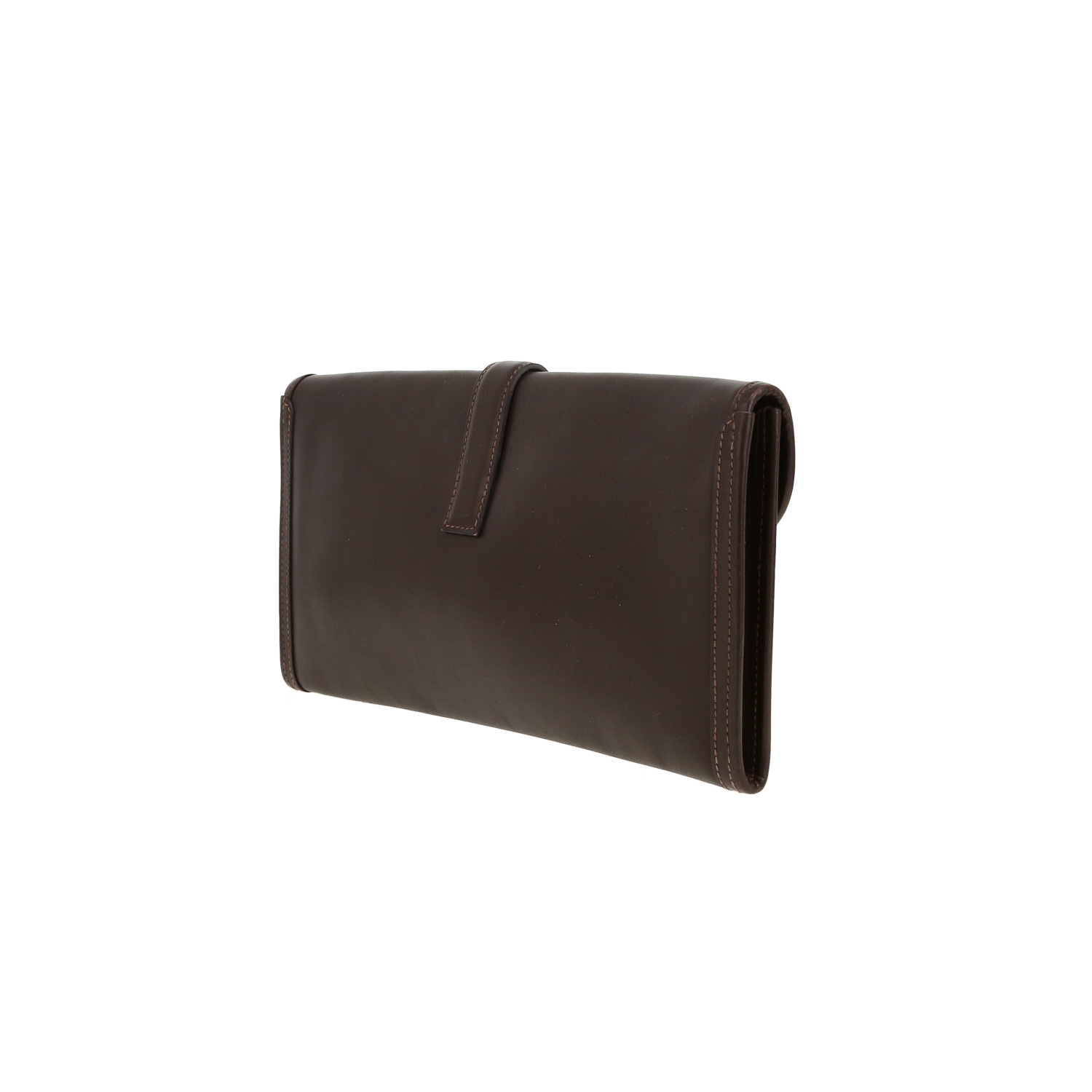 Bolsito de mano Hermès  Jige en cuero box marrón - Detail D6