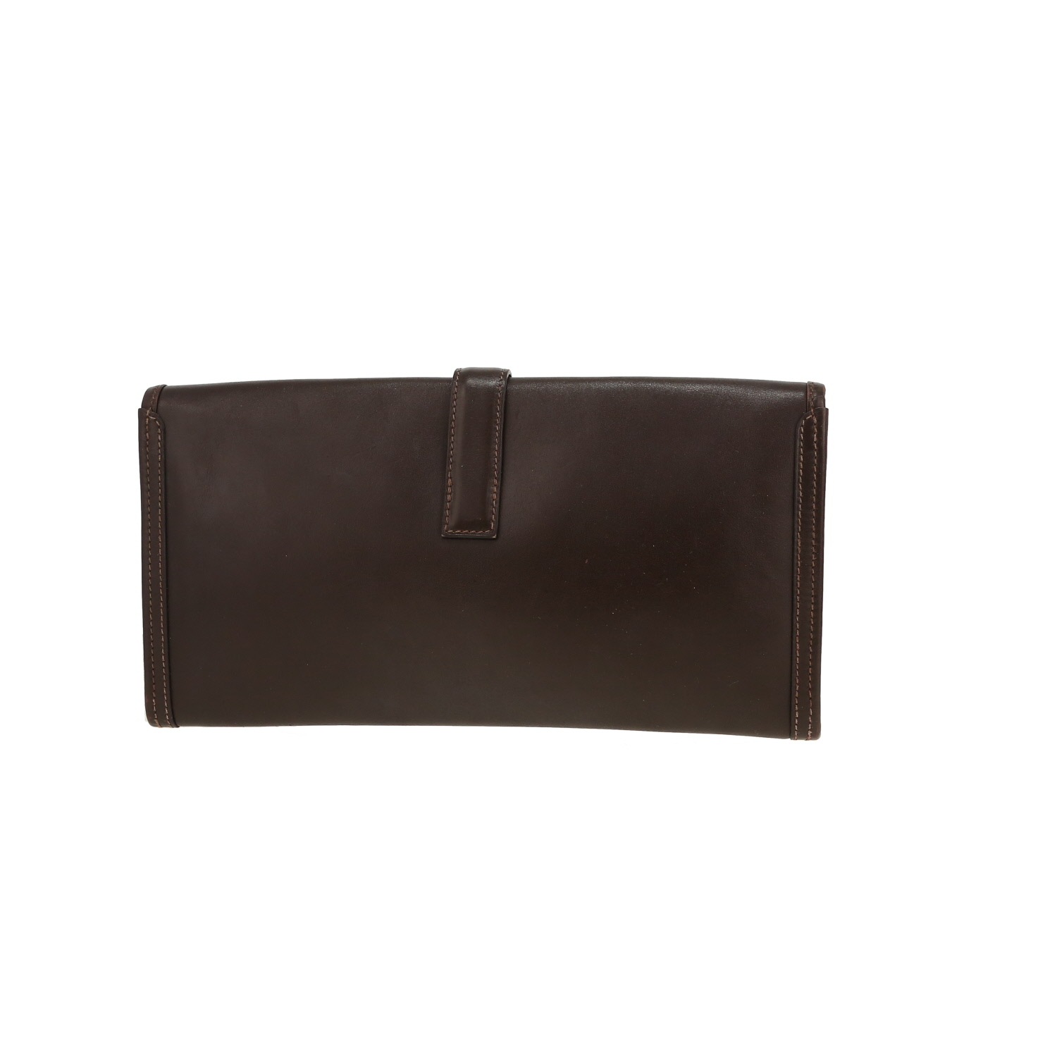 Bolsito de mano Hermès  Jige en cuero box marrón - Detail D7