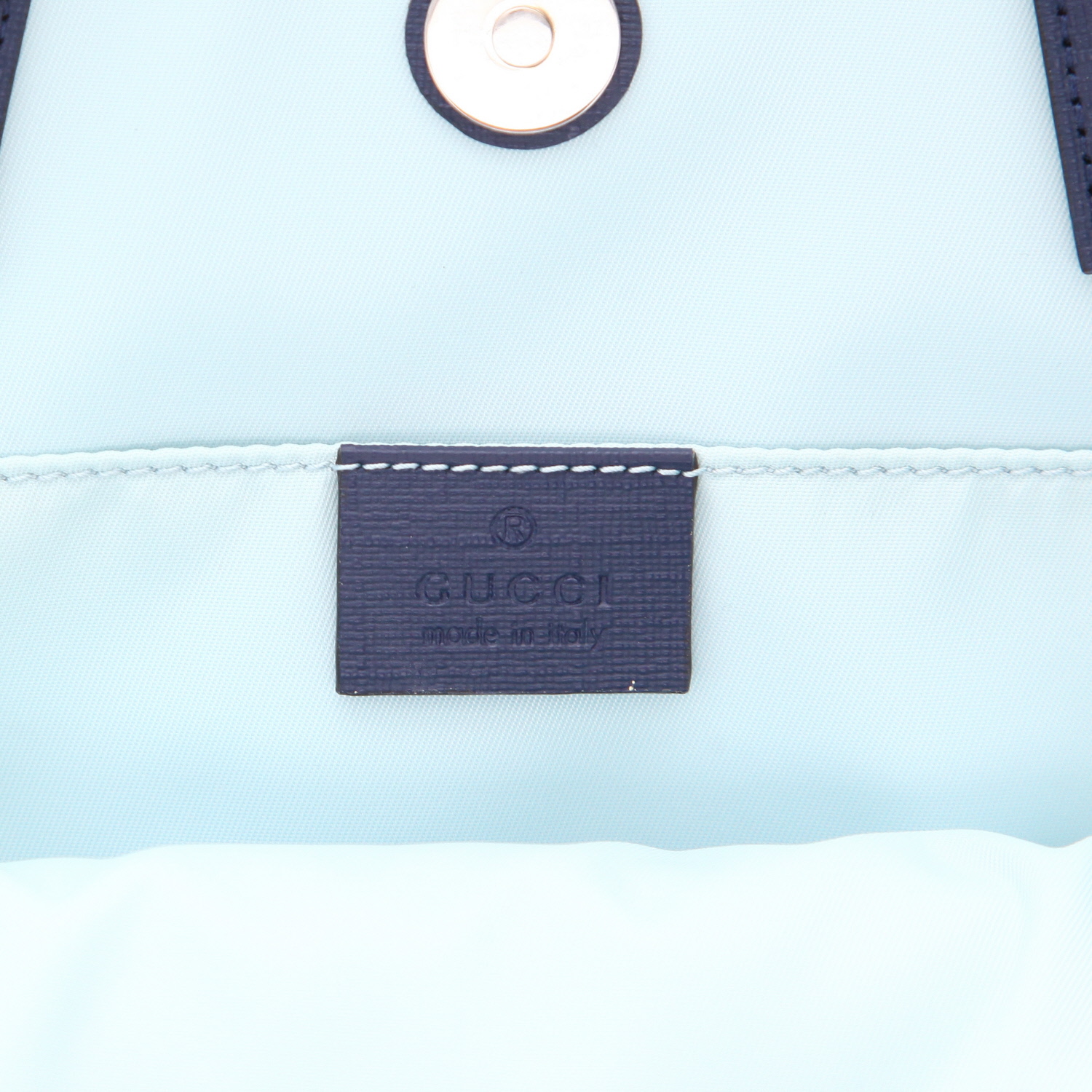 Gucci   handbag  in light blue, red and white canvas  and navy blue leather - Detail D2