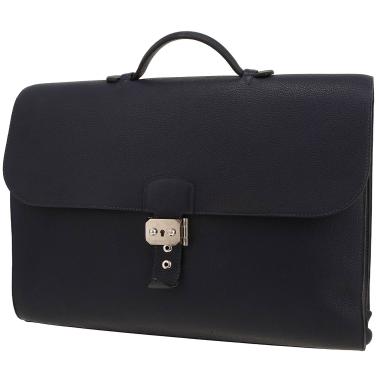 Hermès  Sac à dépêches briefcase  in navy blue togo leather