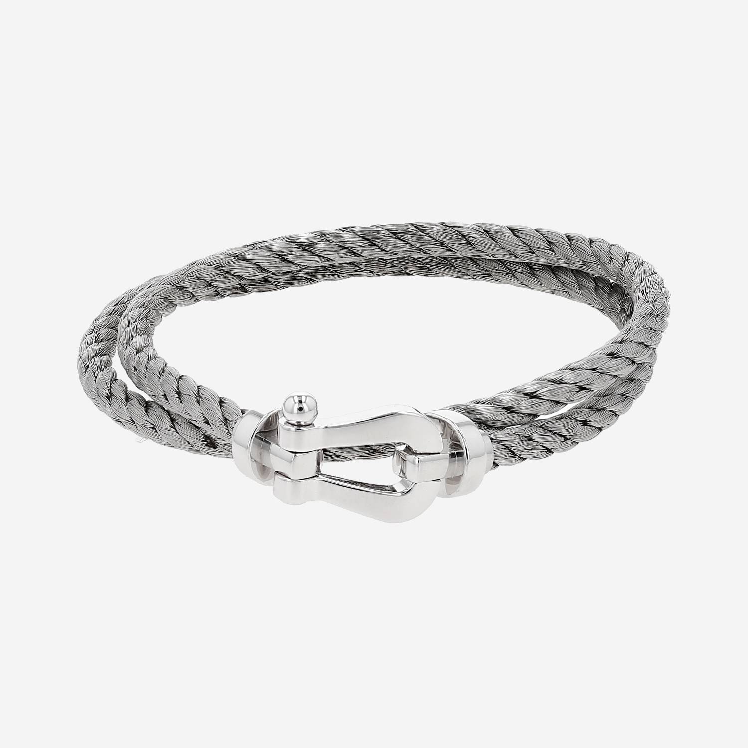 Fred Force 10 large model bracelet in white gold and stainless steel